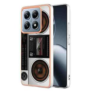 For Xiaomi 14T Electroplating Marble Dual-side IMD Phone Case(Retro Radio)