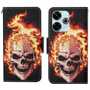 For Xiaomi Redmi 13 4G Colored Drawing Pattern Leather Phone Case(Flame Skull)