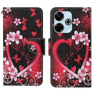 For Xiaomi Redmi 13 4G Colored Drawing Pattern Leather Phone Case(Red Heart)