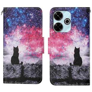 For Xiaomi Redmi 13 4G Colored Drawing Pattern Leather Phone Case(Star Sky Cat)