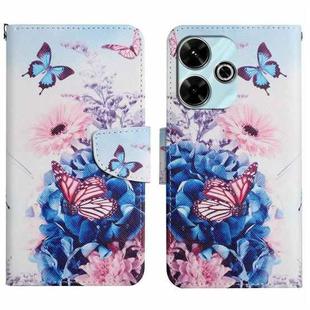 For Xiaomi Redmi 13 4G Colored Drawing Pattern Leather Phone Case(Purple Butterfly)