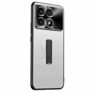 For Redmi K70 Ultra Frosted Metal Hybrid TPU Holder Phone Case(Silver)