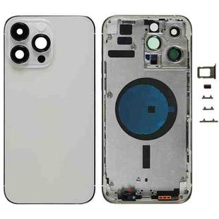 For iPhone 14 Pro Max Battery Back Cover with Side Keys & Card Tray, Version:CE EU Version(Silver)