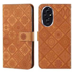 For Honor 200 Pro Ethnic Style Embossed Pattern Leather Phone Case(Brown)