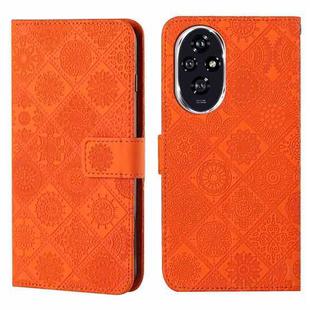 For Honor 200 Ethnic Style Embossed Pattern Leather Phone Case(Orange)