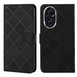 For Honor 200 Ethnic Style Embossed Pattern Leather Phone Case(Black)