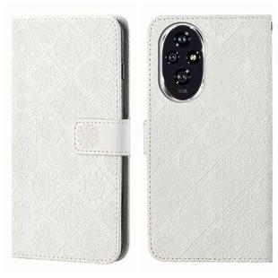 For Honor 200 Ethnic Style Embossed Pattern Leather Phone Case(White)