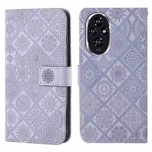 For Honor 200 Ethnic Style Embossed Pattern Leather Phone Case(Purple)