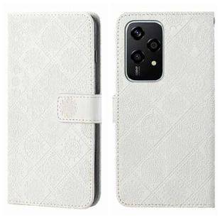 For Honor 200 Lite Global Ethnic Style Embossed Pattern Leather Phone Case(White)