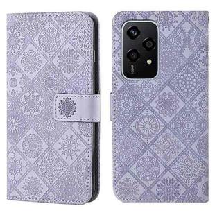 For Honor 200 Lite Global Ethnic Style Embossed Pattern Leather Phone Case(Purple)