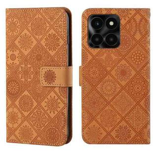 For Honor X6a / X6b Ethnic Style Embossed Pattern Leather Phone Case(Brown)