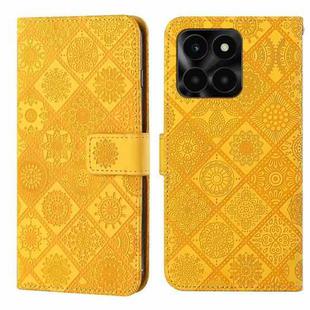 For Honor X6a / X6b Ethnic Style Embossed Pattern Leather Phone Case(Yellow)