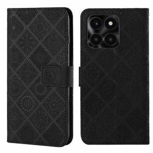 For Honor X6a / X6b Ethnic Style Embossed Pattern Leather Phone Case(Black)