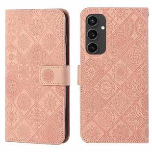 For Samsung Galaxy S24 FE 5G Ethnic Style Embossed Pattern Leather Phone Case(Pink)