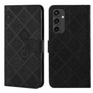 For Samsung Galaxy S24 FE 5G Ethnic Style Embossed Pattern Leather Phone Case(Black)