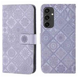 For Samsung Galaxy S24 FE 5G Ethnic Style Embossed Pattern Leather Phone Case(Purple)