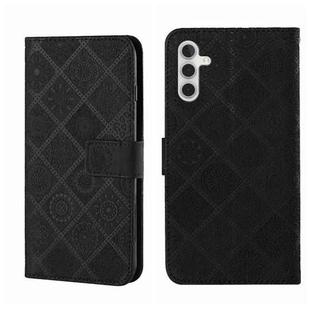 For Samsung Galaxy S25 5G Ethnic Style Embossed Pattern Leather Phone Case(Black)