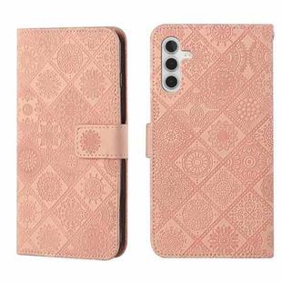 For Samsung Galaxy S25+ 5G Ethnic Style Embossed Pattern Leather Phone Case(Pink)