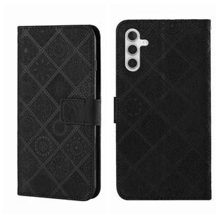 For Samsung Galaxy S25+ 5G Ethnic Style Embossed Pattern Leather Phone Case(Black)