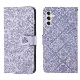 For Samsung Galaxy S25+ 5G Ethnic Style Embossed Pattern Leather Phone Case(Purple)