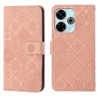 For Redmi 13 4G Ethnic Style Embossed Pattern Leather Phone Case(Pink)