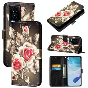 For Honor GT Colored Drawing Pattern Plain Weave Leather Phone Case(Roses On Black)