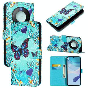 For Honor X9c Smart 5G Colored Drawing Pattern Plain Weave Leather Phone Case(Love Butterfly)