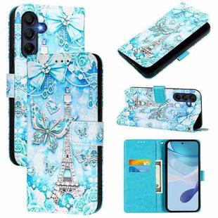 For Samsung Galaxy A16 5G Colored Drawing Pattern Plain Weave Leather Phone Case(Tower Butterfly)