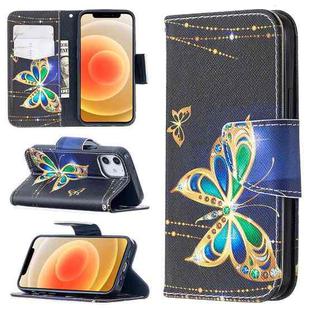 For iPhone 12 mini Colored Drawing Pattern Horizontal Flip Leather Case with Holder & Card Slots & Wallet(Big Butterfly)