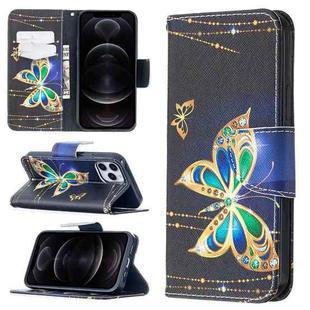 For iPhone 12 / 12 Pro Colored Drawing Pattern Horizontal Flip Leather Case with Holder & Card Slots & Wallet(Big Butterfly)