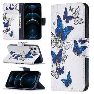For iPhone 12 Pro Max Colored Drawing Pattern Horizontal Flip Leather Case with Holder & Card Slots & Wallet(Butterflies)