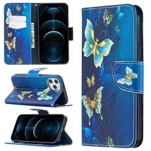 For iPhone 12 Pro Max Colored Drawing Pattern Horizontal Flip Leather Case with Holder & Card Slots & Wallet(Gold Butterfly)