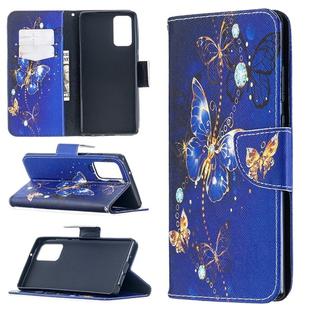 For Samsung Galaxy Note20 Colored Drawing Pattern Horizontal Flip Leather Case with Holder & Card Slots & Wallet(Purple Butterfly)