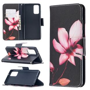 For Samsung Galaxy Note20 Colored Drawing Pattern Horizontal Flip Leather Case with Holder & Card Slots & Wallet(Lotus)
