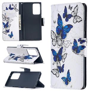 For Samsung Galaxy Note20 Ultra Colored Drawing Pattern Horizontal Flip Leather Case with Holder & Card Slots & Wallet(Butterflies)