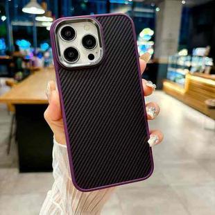 For iPhone 16 Pro Max Carbon Fiber Texture MagSafe Magnetic Shockproof Phone Case(Purple)