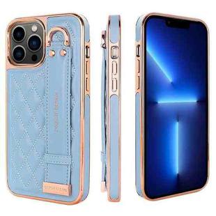 For iPhone 13 Pro VIETAO Rhombic Texture Wristband PU Phone Case(Blue)