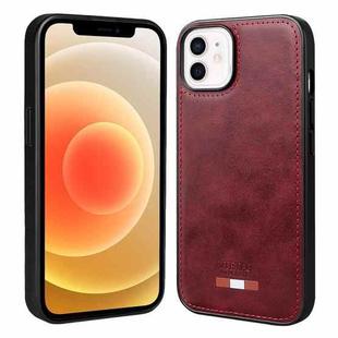 For iPhone 12 / 12 Pro VIETAO Plain Leather Stitching PU Phone Case(Red)