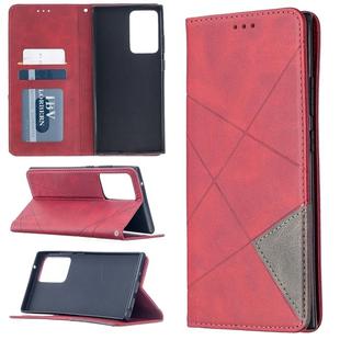 For Samsung Galaxy Note 20 Ultra Rhombus Texture Horizontal Flip Magnetic Leather Case with Holder & Card Slots & Wallet(Red)