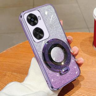 For Huawei nova 11 SE Plated Gradient Glitter Round Holder TPU Phone Case(Purple)