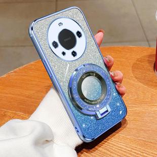 For Huawei Mate 60 Pro / 60 Pro+ Plated Gradient Glitter Round Holder TPU Phone Case(Sierra Blue)