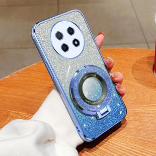 For Huawei Enjoy 60X Plated Gradient Glitter Round Holder TPU Phone Case(Sierra Blue)