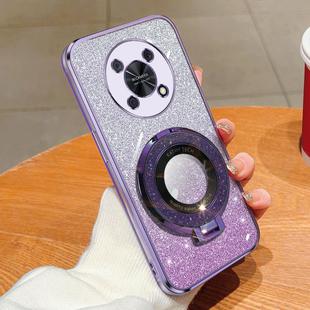 For Huawei Enjoy 50 Pro Plated Gradient Glitter Round Holder TPU Phone Case(Purple)