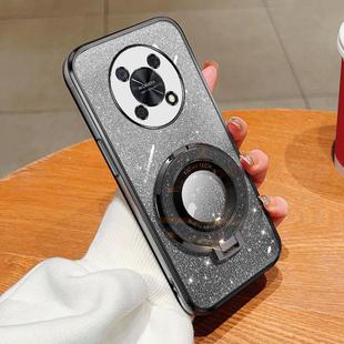 For Huawei Enjoy 50 Pro Plated Gradient Glitter Round Holder TPU Phone Case(Black)