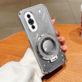 For Huawei nova 10 Plated Gradient Glitter Round Holder TPU Phone Case(Silver)