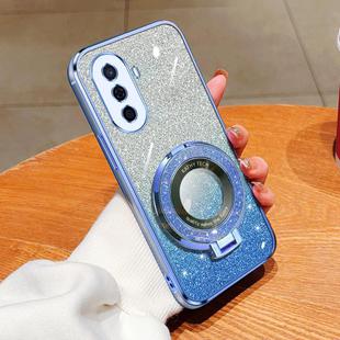 For Huawei Enjoy 50 / nova Y70 Plated Gradient Glitter Round Holder TPU Phone Case(Sierra Blue)