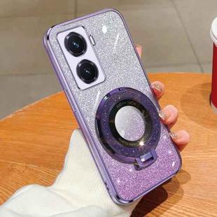 For vivo Y77 5G Plated Gradient Glitter Round Holder TPU Phone Case(Purple)