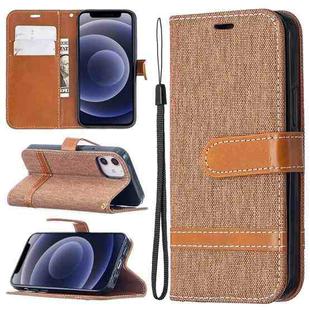 For iPhone 12 mini Color Matching Denim Texture Horizontal Flip Leather Case with Holder & Card Slots & Wallet & Lanyard(Brown)