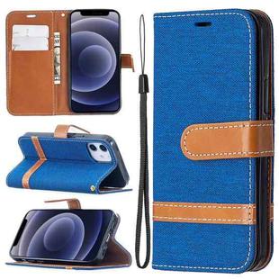 For iPhone 12 mini Color Matching Denim Texture Horizontal Flip Leather Case with Holder & Card Slots & Wallet & Lanyard(Royal Blue)