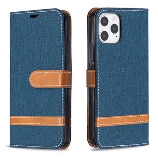 For iPhone 12 / 12 Pro Color Matching Denim Texture Horizontal Flip Leather Case with Holder & Card Slots & Wallet & Lanyard(Dark Blue)